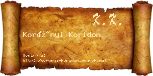 Korányi Koridon névjegykártya